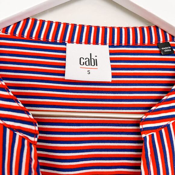 CAbi 5335 Franklin Red Striped Popover Blouse Small - Picture 2 of 5